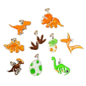 Dinosaurs Silver Bezel Open Charms (9 pieces)