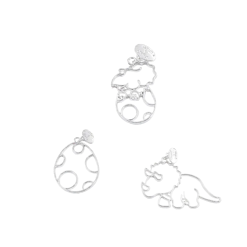Dinosaurs Silver Bezel Open Charms (9 pieces)