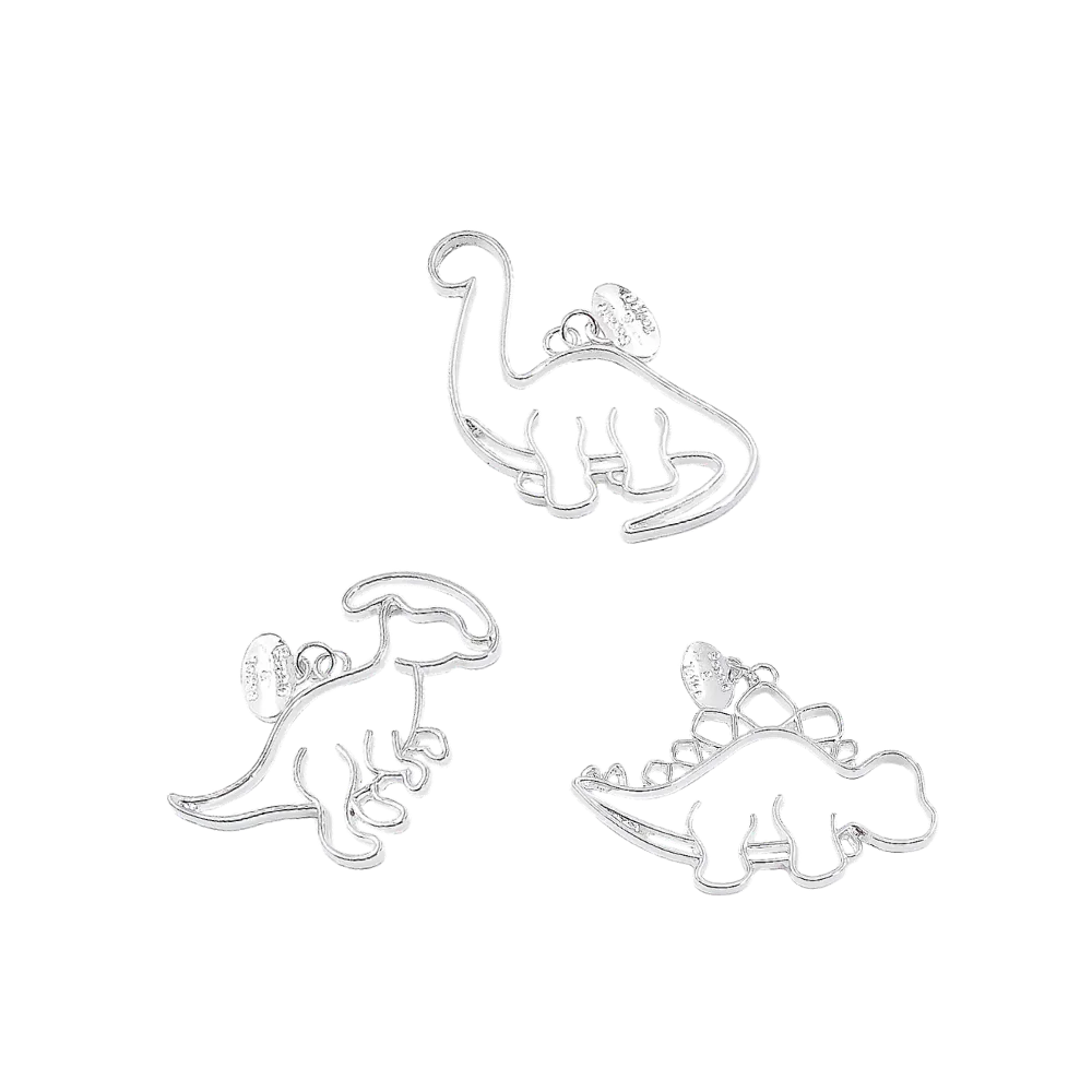 Dinosaurs Silver Bezel Open Charms (9 pieces)