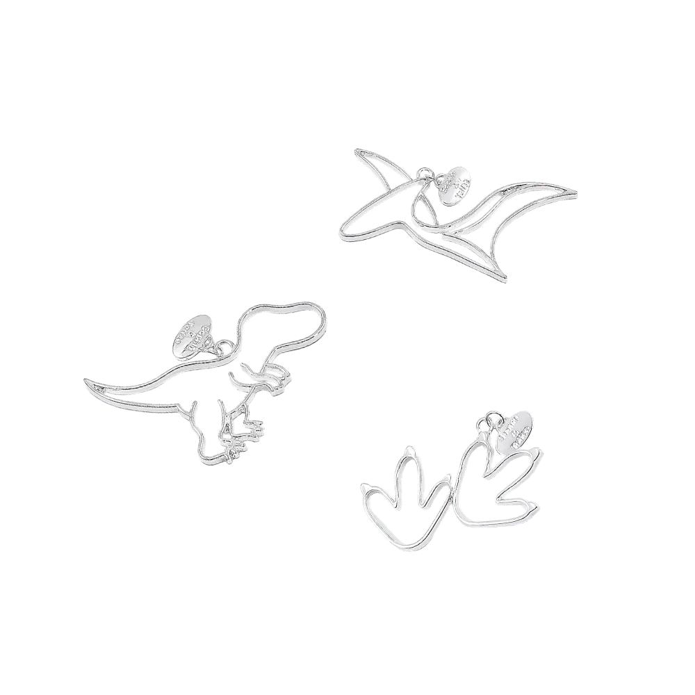 Dinosaurs Silver Bezel Open Charms (9 pieces)