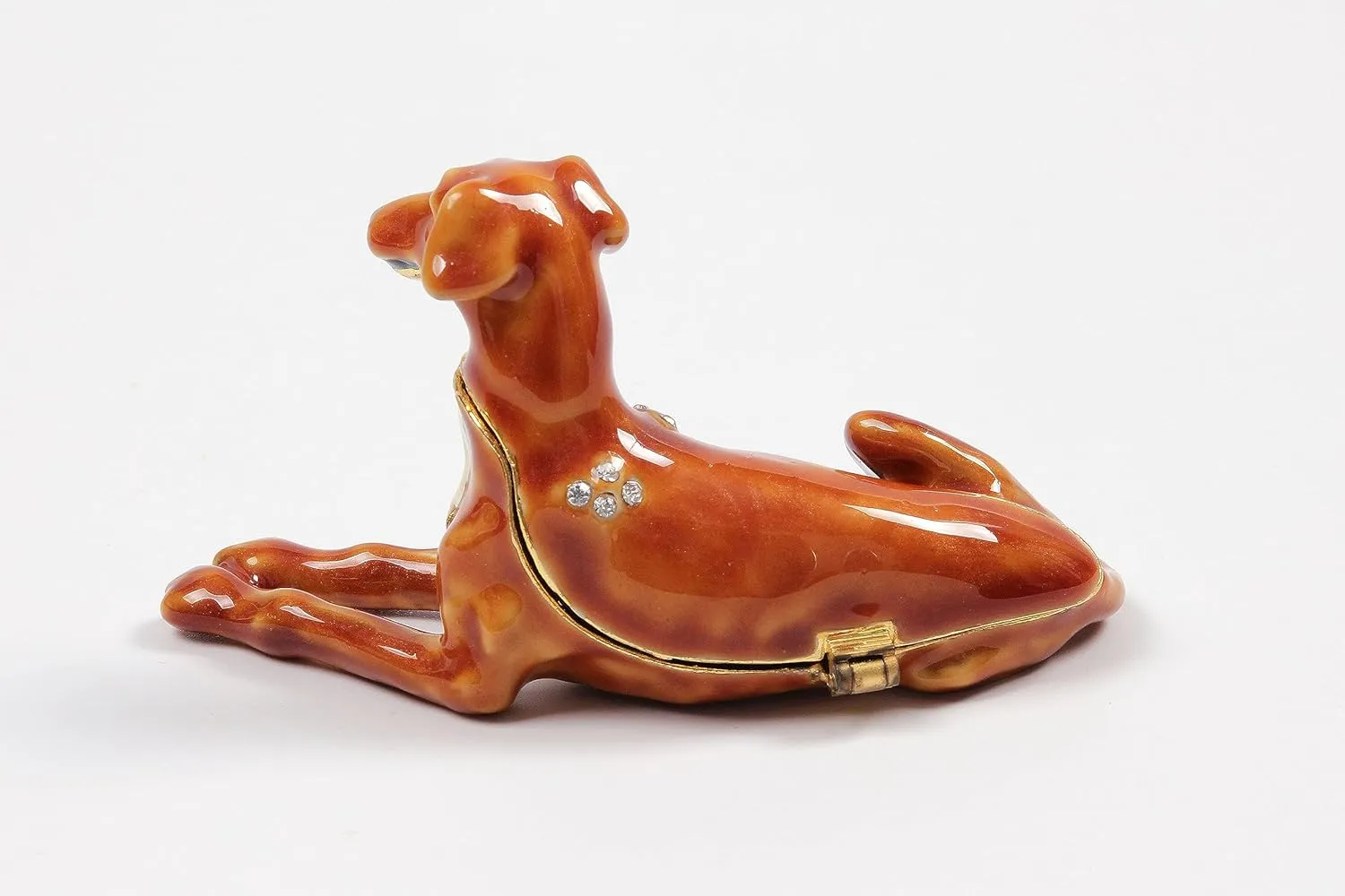 Dog Trinket Box Jeweled Puppy Figurine Adorable Hinged Pinscher Collectibles for Her Gift, Earrings Ring Decorative Animal Holder Present Christmas Souvenir for Women Girls -Home Decor TR2216