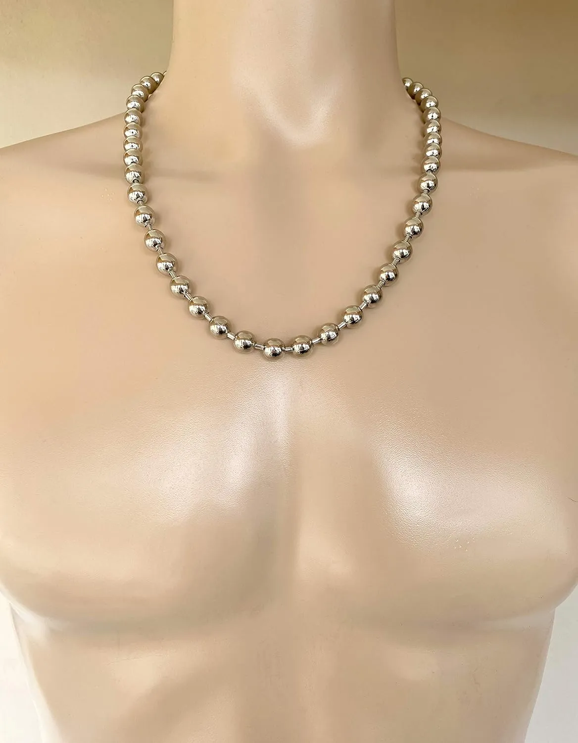 DragonWeave Jewelry 9.5mm Extra Large Silver Steel Ball Chain Mens Necklace Extra Durable Color Protect Finish ANY LENGTH