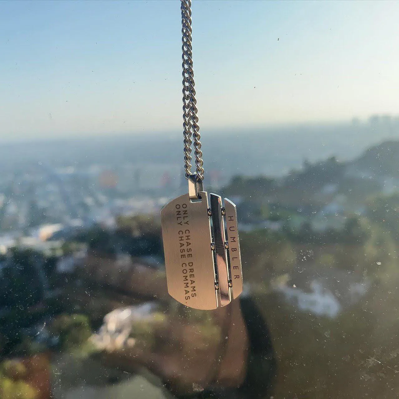 'Dreams & Commas' Dog Tag ( Silver )