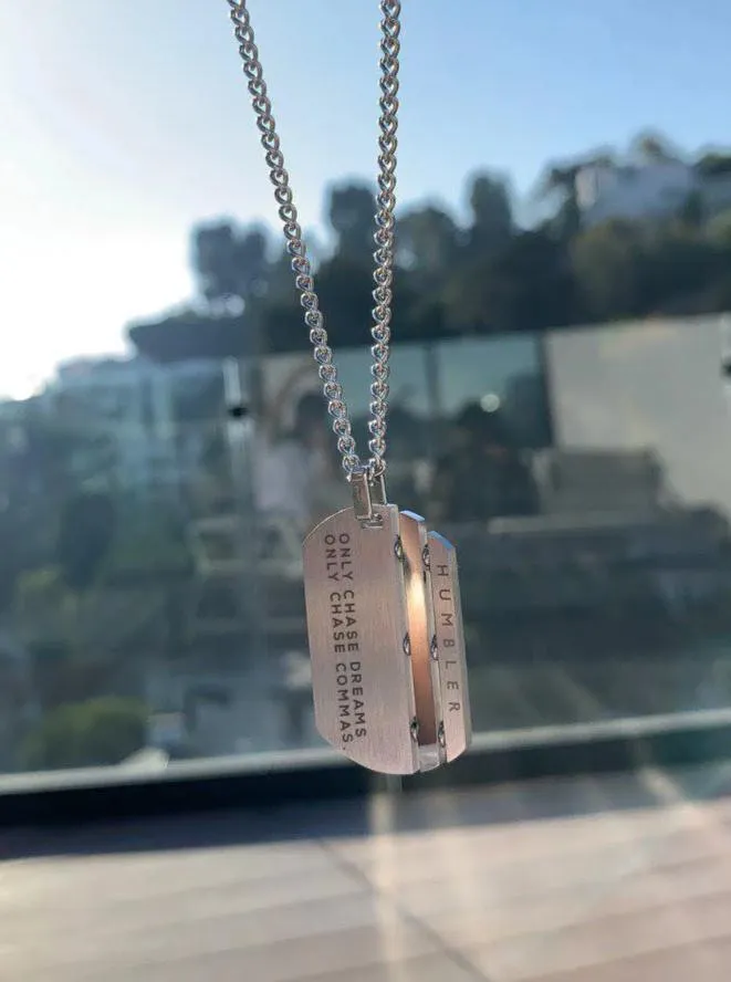 'Dreams & Commas' Dog Tag ( Silver )