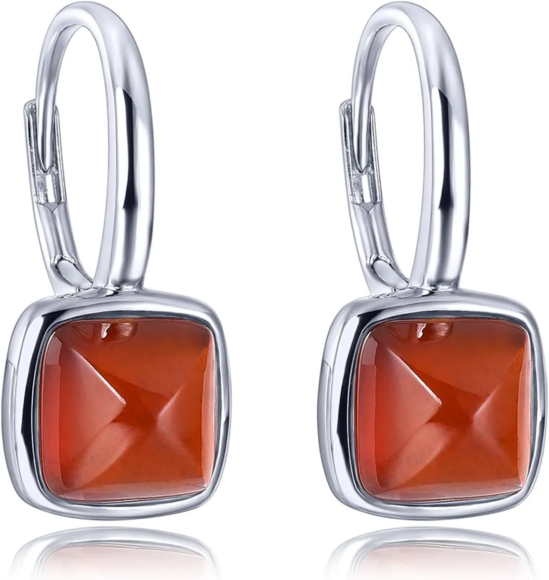 Drop Earrings for Women Dangle Sterling Silver Solid 925 Setting Natural Gemstone Spessartite Garnet Rhodium Plated Earring Classic Style Women's Fine Jewelry for Friendship Birthday