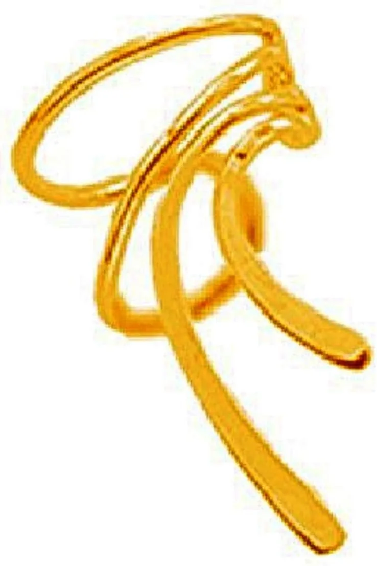 Ear Charms Classic Short Wave Ear Cuff Classic Short Wave Ear Cuff Wrap Earring Single Right in Gold Over Sterling Silver