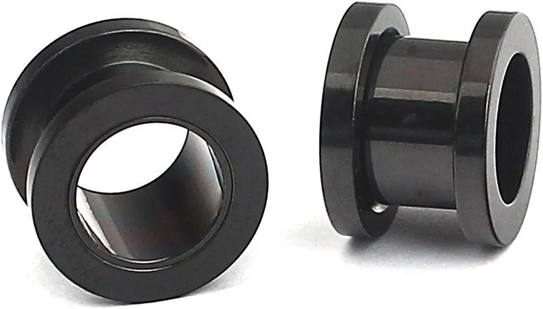 Ear Plugs Black Anodized Ear Tunnels Screw Design Surgical Steel Set