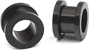 Ear Plugs Black Anodized Ear Tunnels Screw Design Surgical Steel Set