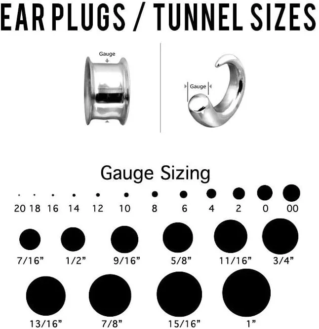 Ear Plugs Jewelry. Pair of Screw Ear Tunnels Black IP. Surgical Steel.
