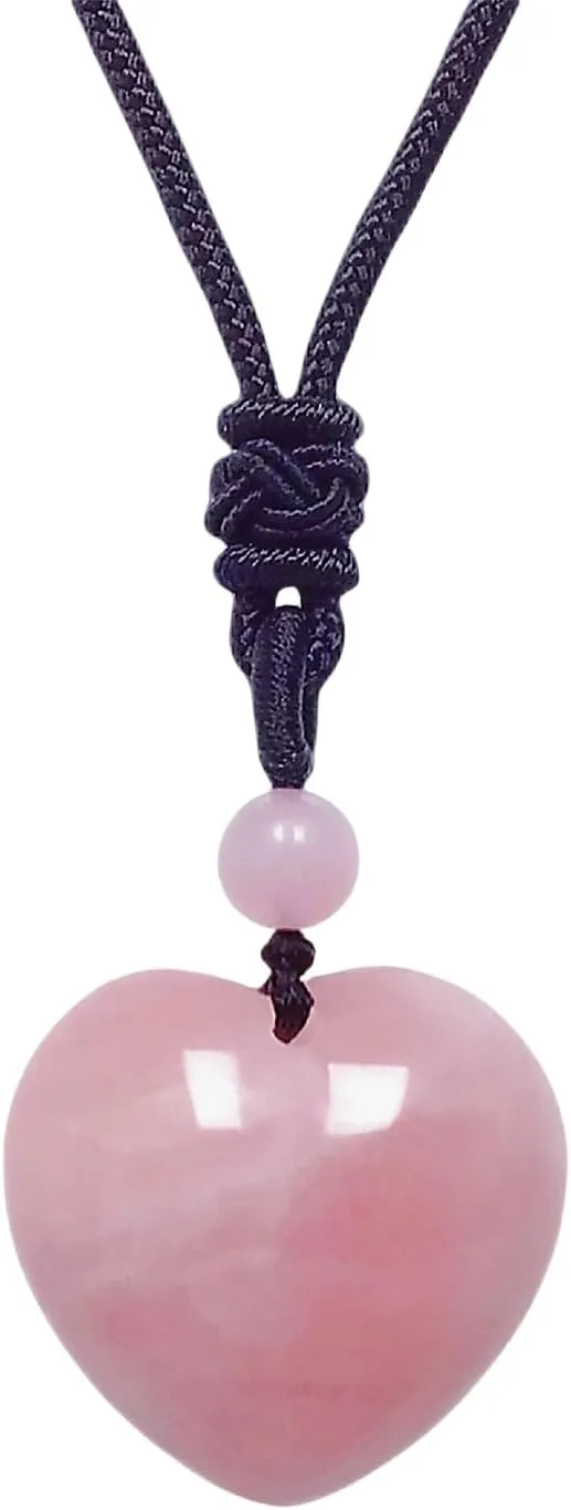 EDEN'S CALL Handcarved Crystal Stone Heart Pendant Necklace for Women Love Healing Quartz Pendant with Adjustable Cord