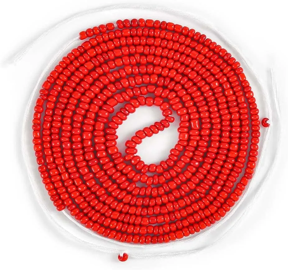 ELABEST 50inch Plus Size African Waist Beads Belly Chain Non-Stretching Tie-on Bead Jewelry Accessories for Women and Girls