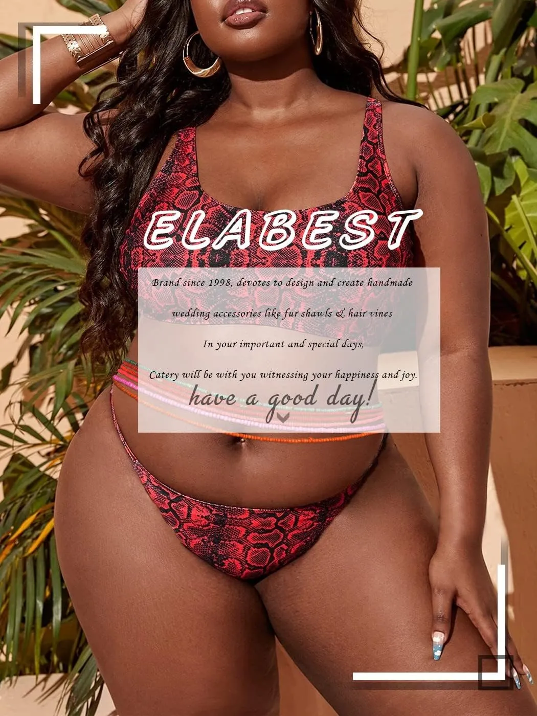 ELABEST 50inch Plus Size African Waist Beads Belly Chain Non-Stretching Tie-on Bead Jewelry Accessories for Women and Girls