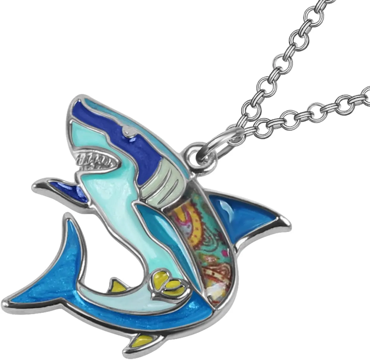 Enamel Alloy Shark Necklace Sea Animal Pendant Ocean Summer Jewelry for Women Birhtday Party Gifts