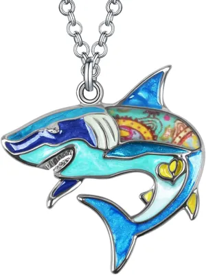 Enamel Alloy Shark Necklace Sea Animal Pendant Ocean Summer Jewelry for Women Birhtday Party Gifts