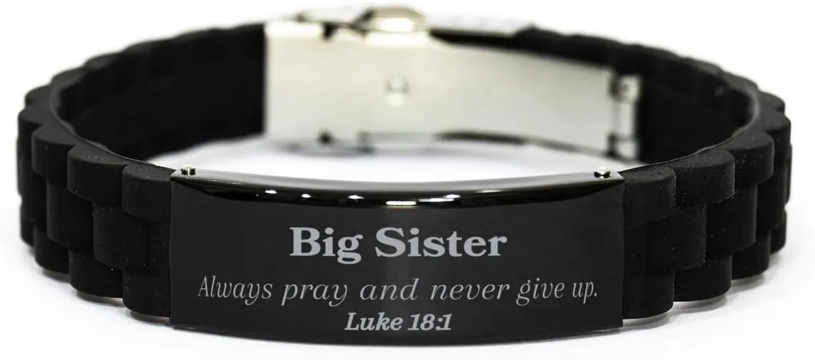 Engraved Black Glidelock Clasp Bracelet Big Sister Prayer Hopeful Gifts