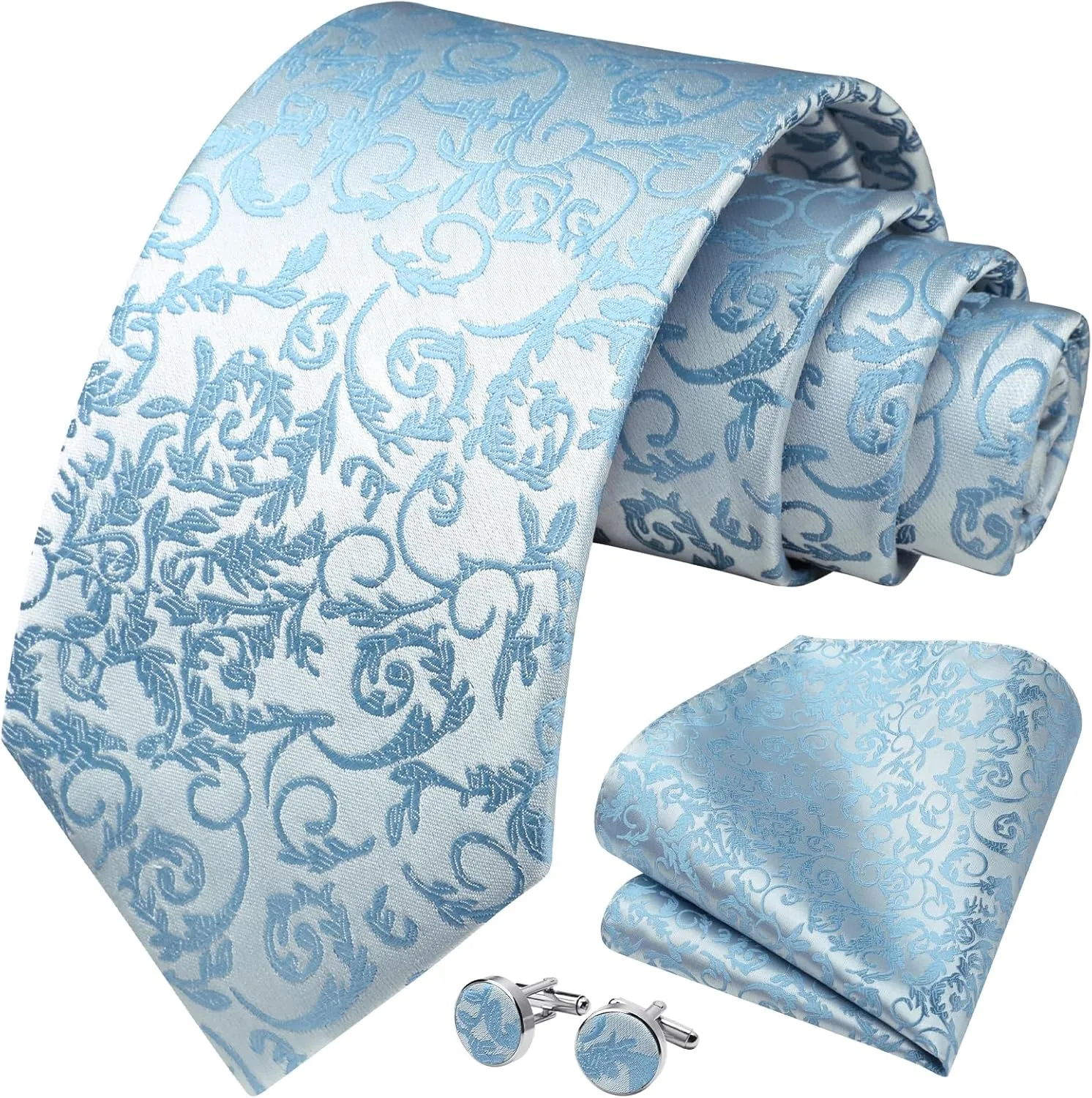 Enlision Ties for Men Paisley Tie and Pocket Square Cufflinks Set Classic Woven Floral Mens Necktie Handkerchief for Wedding