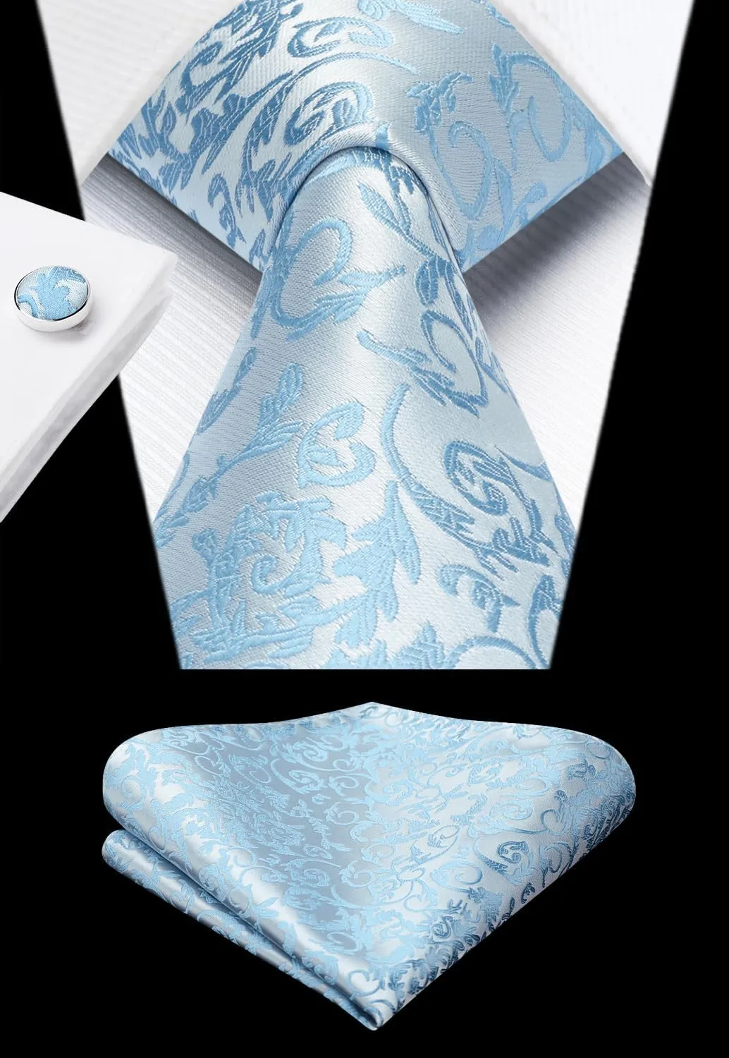Enlision Ties for Men Paisley Tie and Pocket Square Cufflinks Set Classic Woven Floral Mens Necktie Handkerchief for Wedding