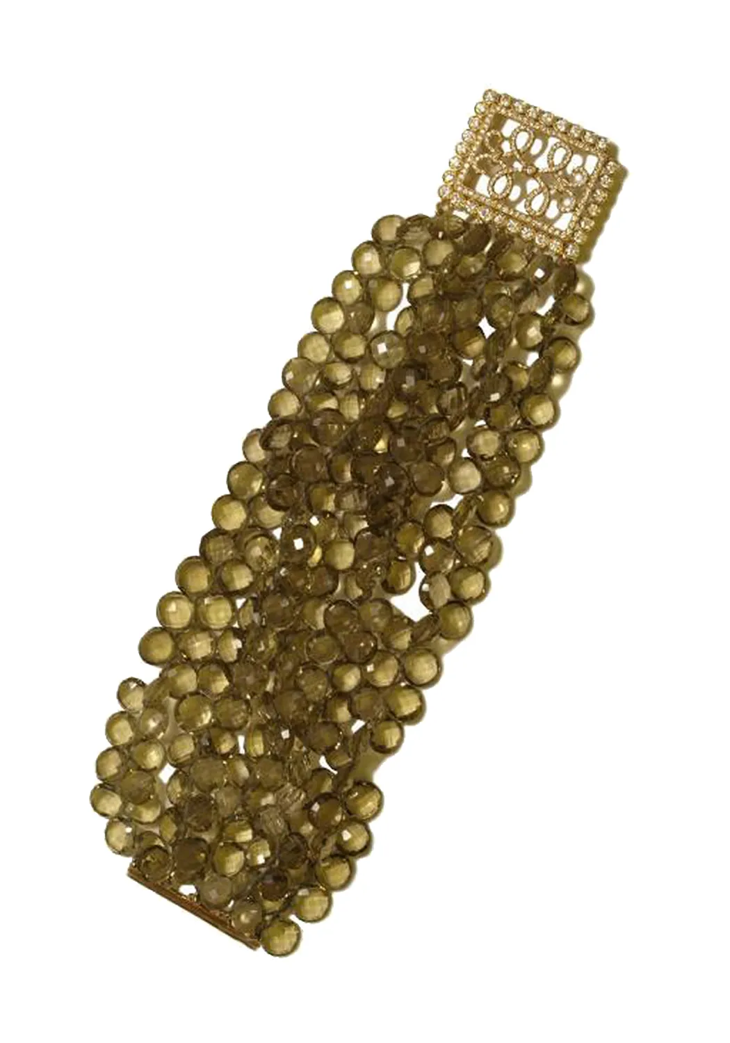 Erica Courtney 18KYG Diamond & Olive Quartz Bead Bracelet