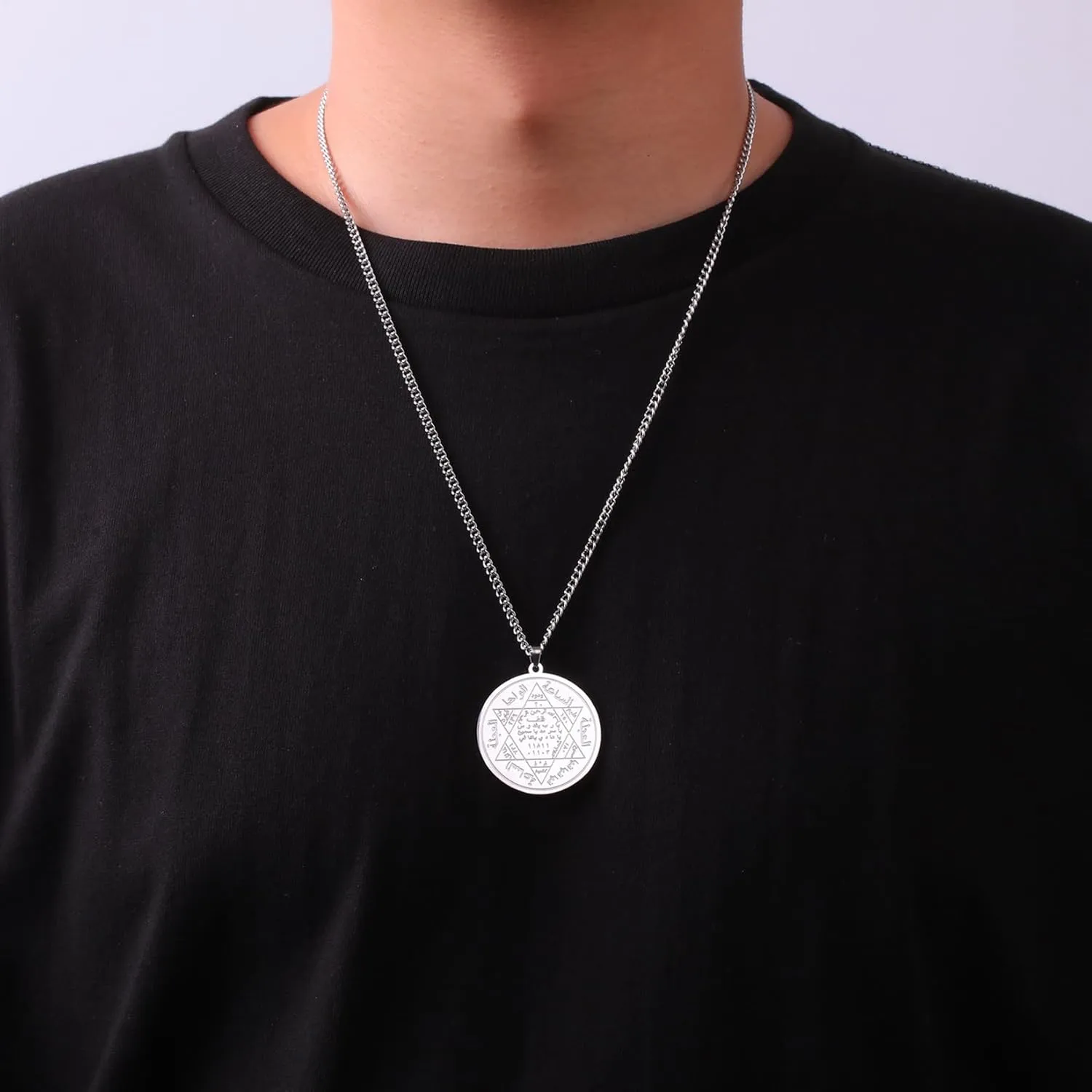 EUEAVAN Key of Solomon Necklace Seal of Solomon Pendant Talisman Of Protection Seals Kabbalah Occult Jewelry Islamic Gift Women Men
