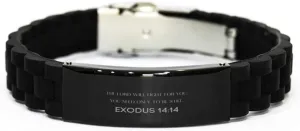 Exodus 14:14 Christian Glidelock Bracelet Gifts, Inspirational Message Prayer Exodus 14:14 Religious Bracelets for Women Men Exodus 14:14 Bible Verse Faith Adjustable Engraved Bracelet The Lord will