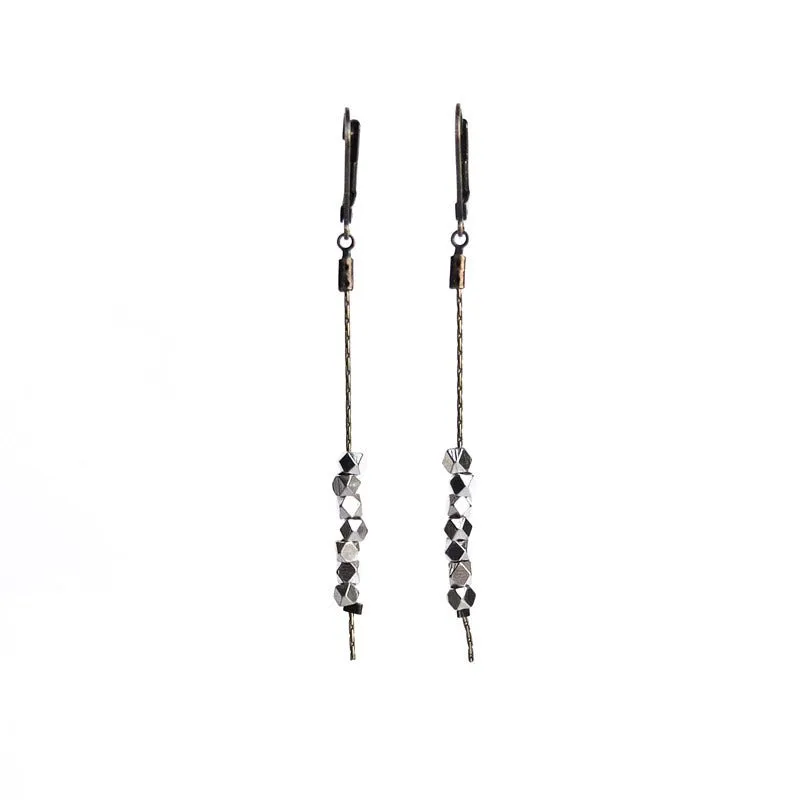 Faceted Bead Earrings - Silver Plated