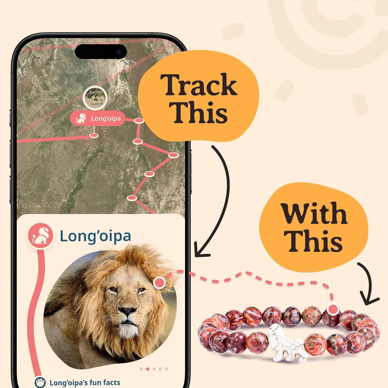 Fahlo Lion Tracking Bracelet, Elastic, supports EWASO Lions, one size fits most for Men and Women