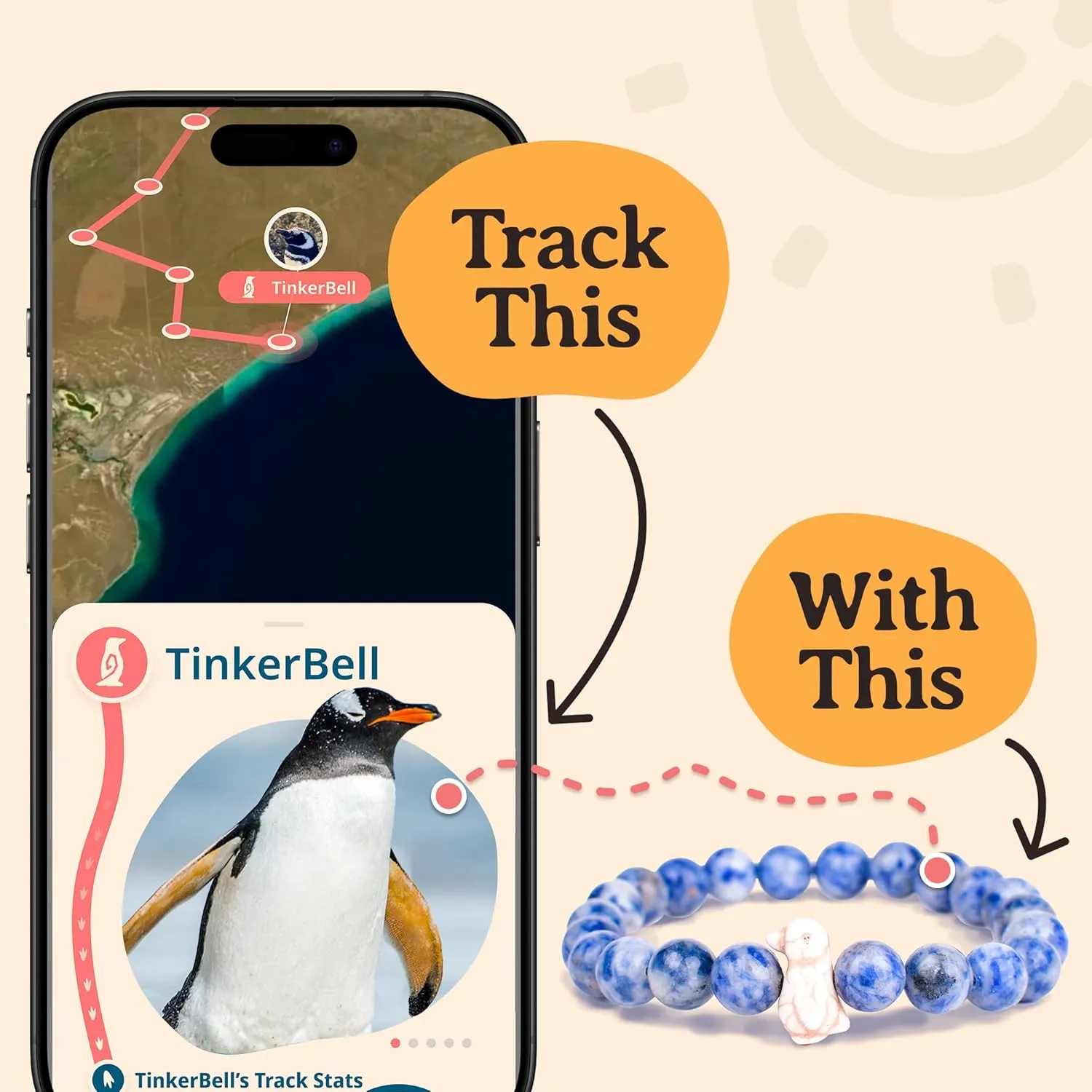 Fahlo Penguin Tracking Bracelet, Elastic, supports Global Penguin Society, one size fits most for Men and Women
