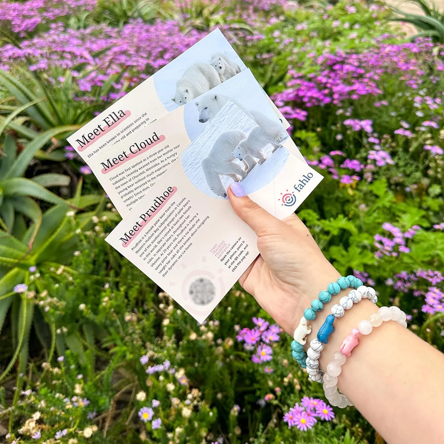 Fahlo Polar Bear Tracking Bracelet, Elastic, supports Polar Bears International, one size fits most for Men and Women