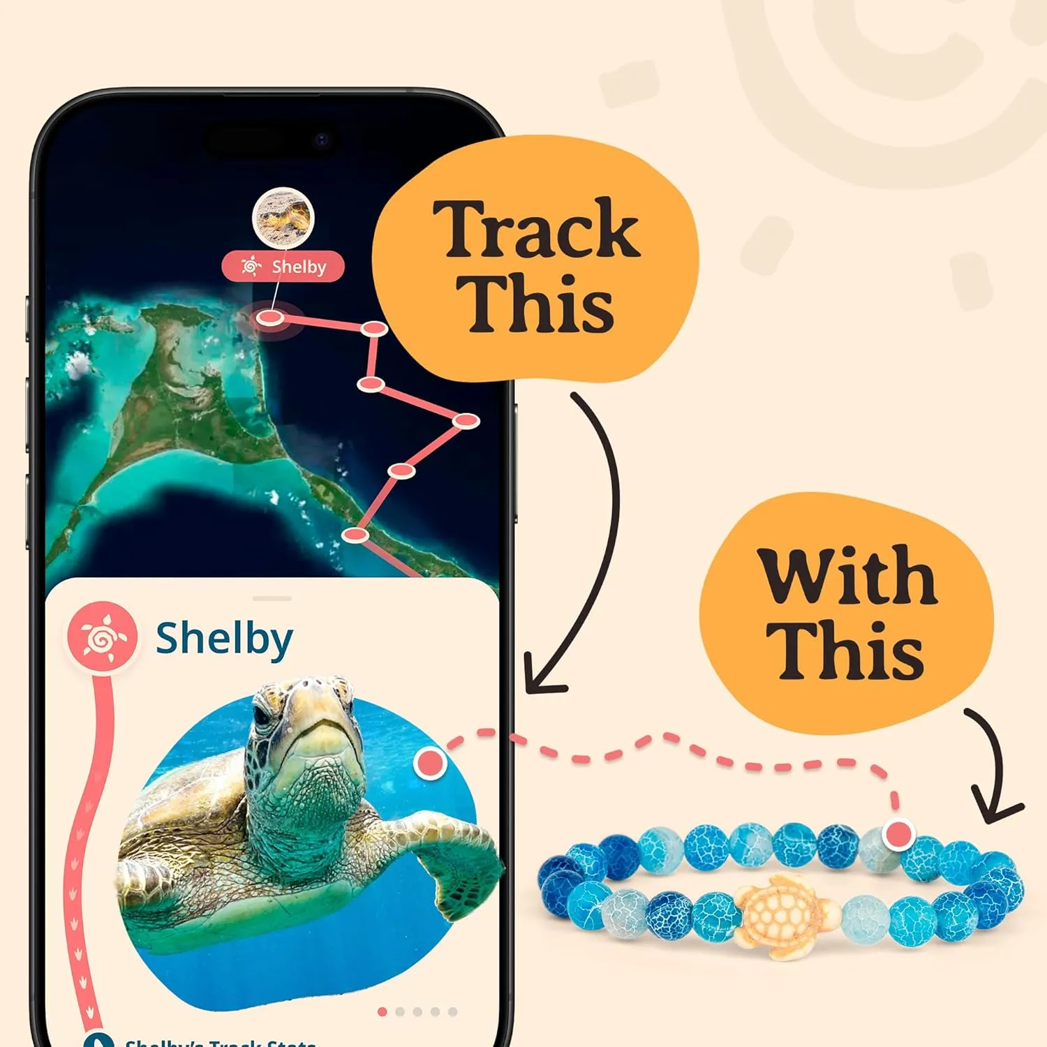 Fahlo Sea Turtle Tracking Bracelet, Elastic, supports the Sea Turtle Conservancy, one size fits most for Men and Women