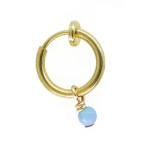Fake Belly Piercing Clip On Navel Ring Opal Star Charm 14k Gold Filled (Gold   pink opal)