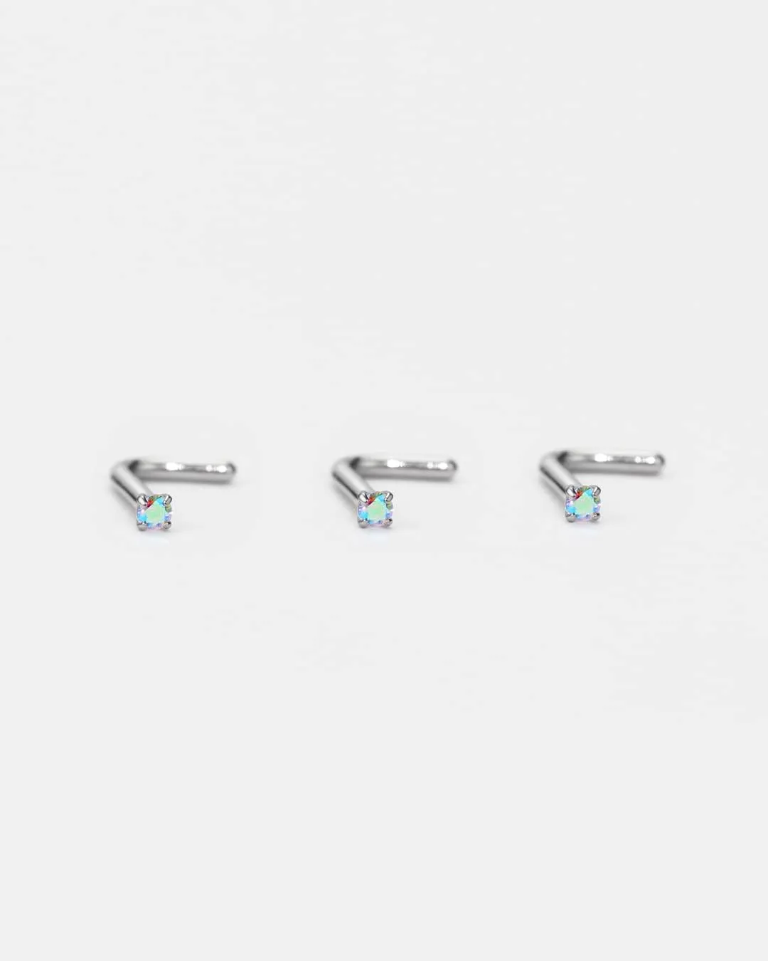 FANSING 3 Pieces CZ Nose Studs L Shape Nose Rings Studs for Women Surgical Steel Nostril Piercing Jewelry