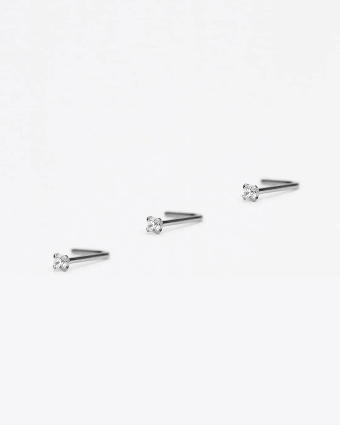 FANSING 3 Pieces CZ Nose Studs L Shape Nose Rings Studs for Women Surgical Steel Nostril Piercing Jewelry