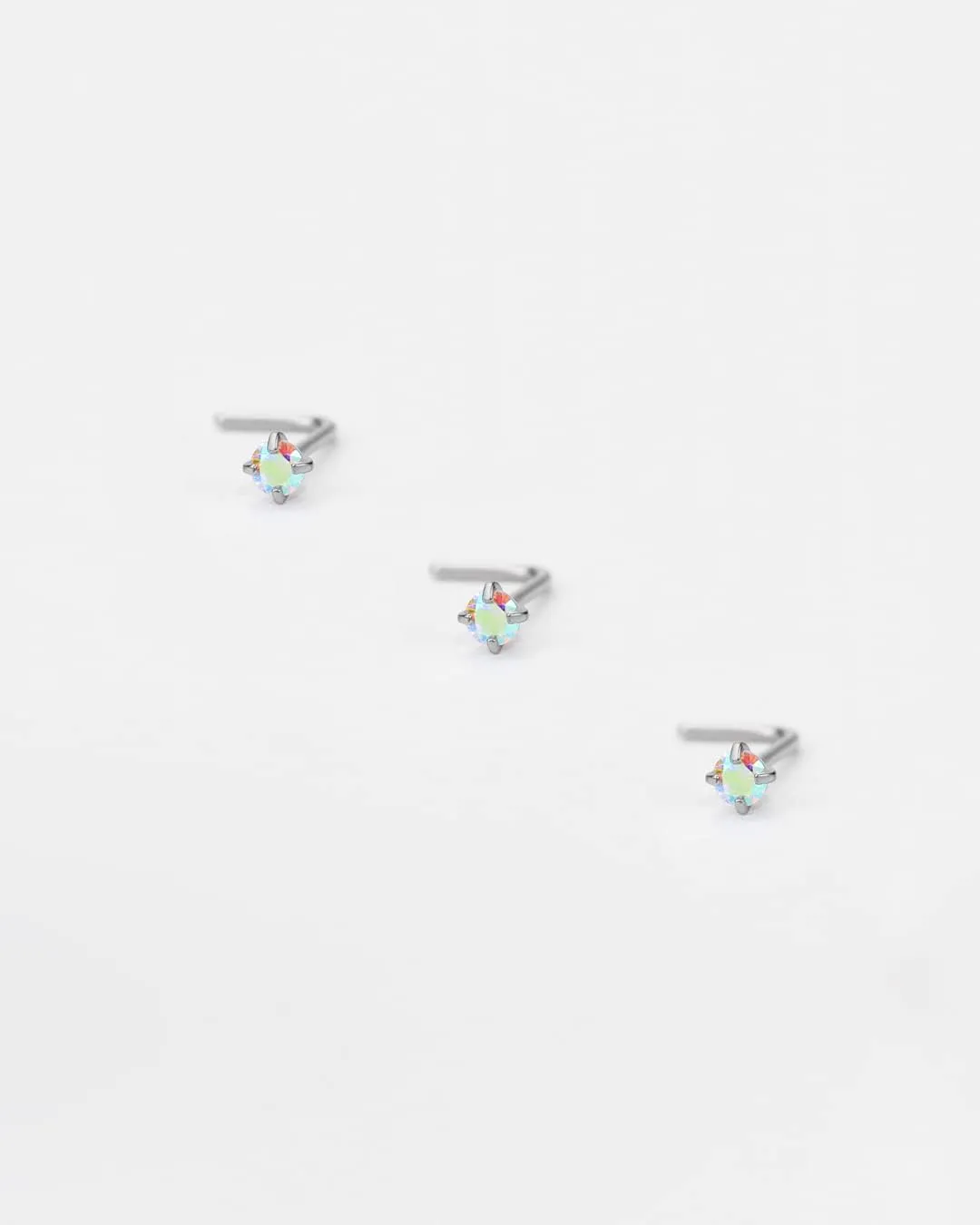 FANSING 3 Pieces CZ Nose Studs L Shape Nose Rings Studs for Women Surgical Steel Nostril Piercing Jewelry