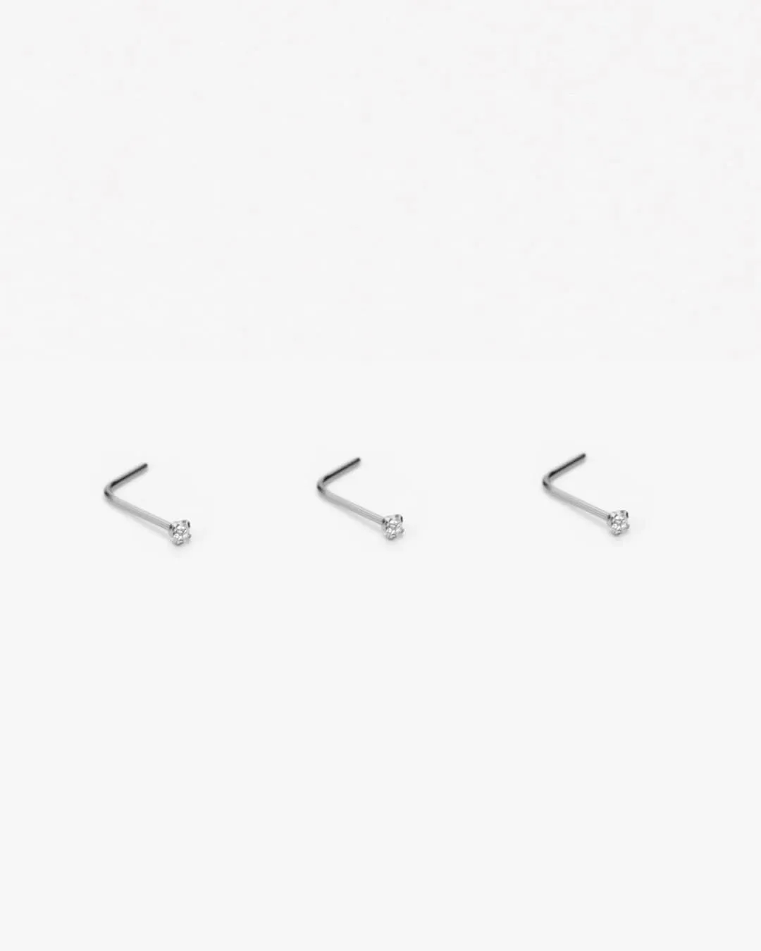 FANSING 3 Pieces CZ Nose Studs L Shape Nose Rings Studs for Women Surgical Steel Nostril Piercing Jewelry