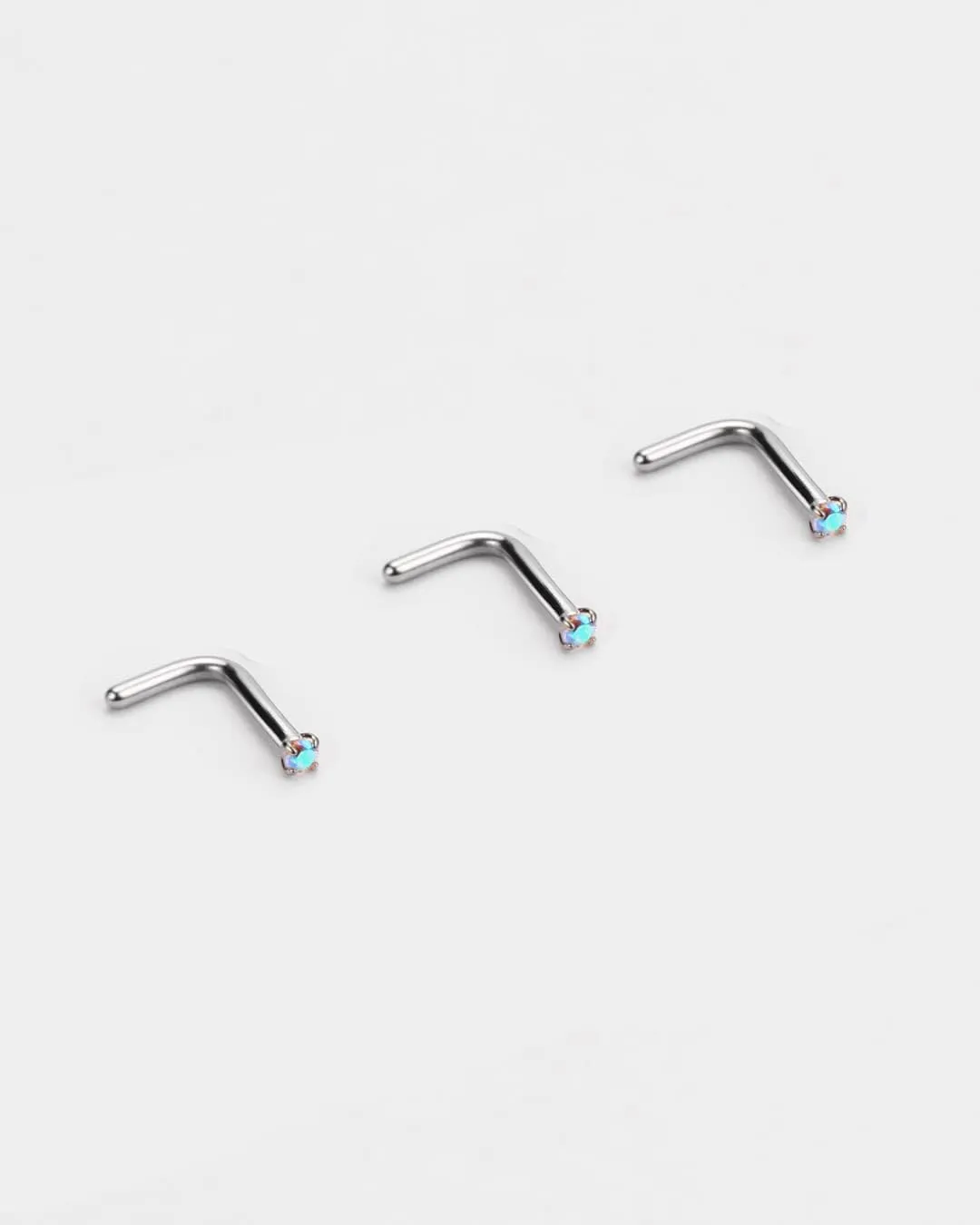 FANSING 3 Pieces CZ Nose Studs L Shape Nose Rings Studs for Women Surgical Steel Nostril Piercing Jewelry