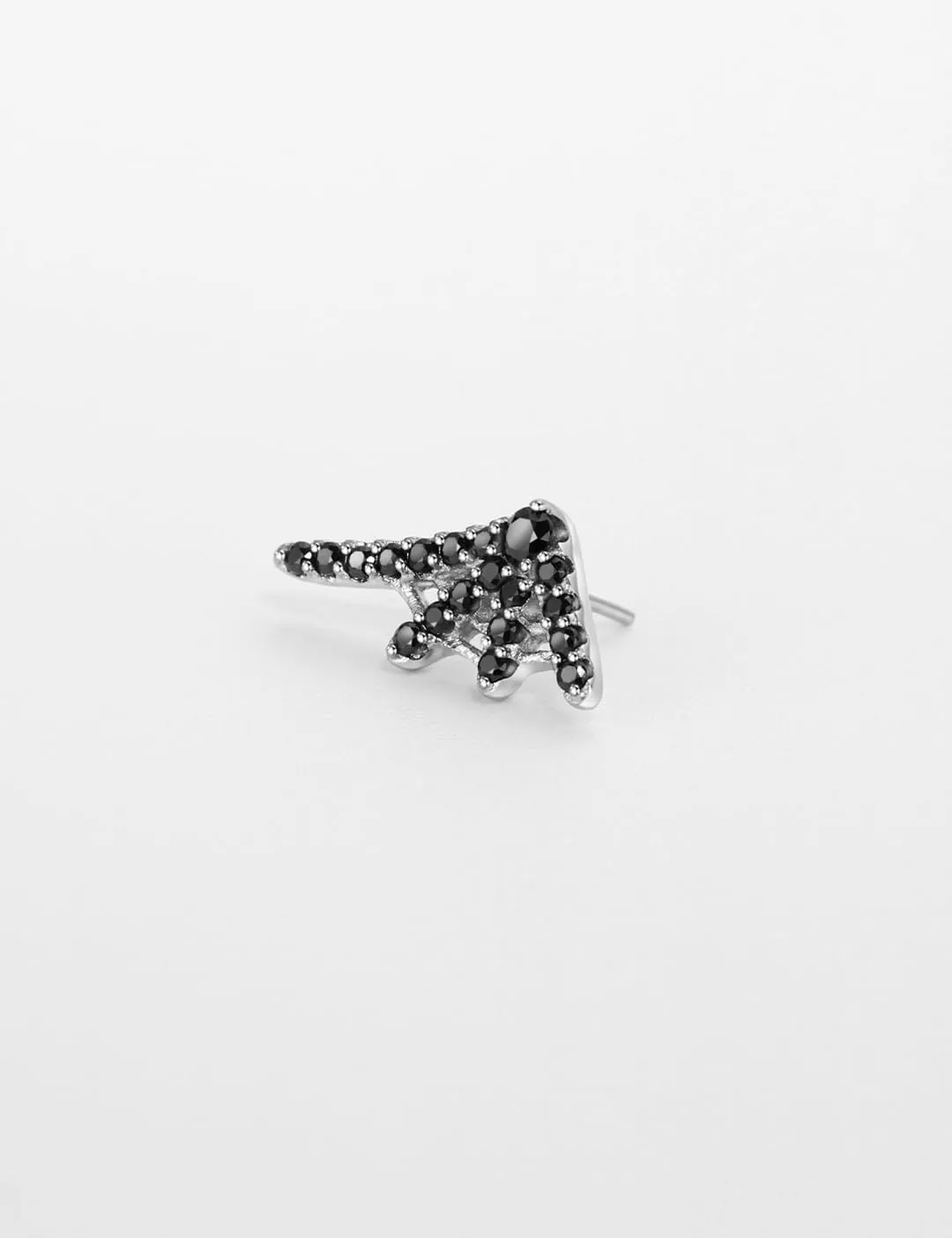 FANSING Black CZ Spider Web Threadless Push Pin Labret Studs 316L Surgical Steel Halloween Piercing Jewelry