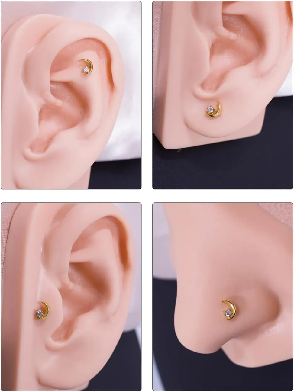FANSING Moon Threadless Push Pin Labret Studs Surgical Steel Piercing Jewelry