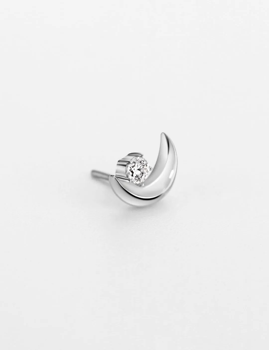 FANSING Moon Threadless Push Pin Labret Studs Surgical Steel Piercing Jewelry