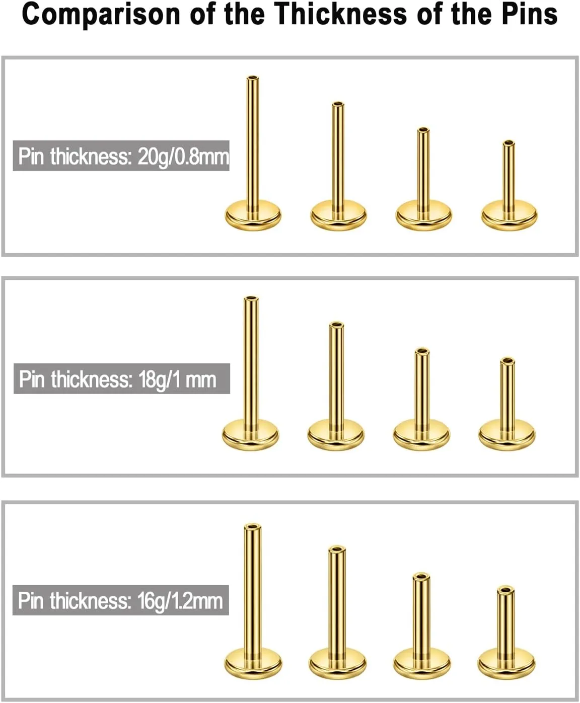 FANSING Moon Threadless Push Pin Labret Studs Surgical Steel Piercing Jewelry