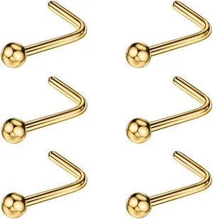 FANSING Nose Rings Surgical Steel Nose Studs L Shaped Nose Rings for Women Men Nostril Piercing Studs with Ball End