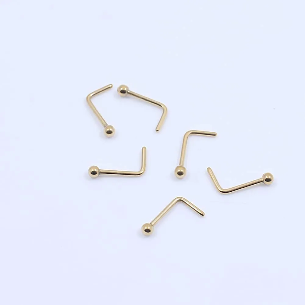FANSING Nose Rings Surgical Steel Nose Studs L Shaped Nose Rings for Women Men Nostril Piercing Studs with Ball End