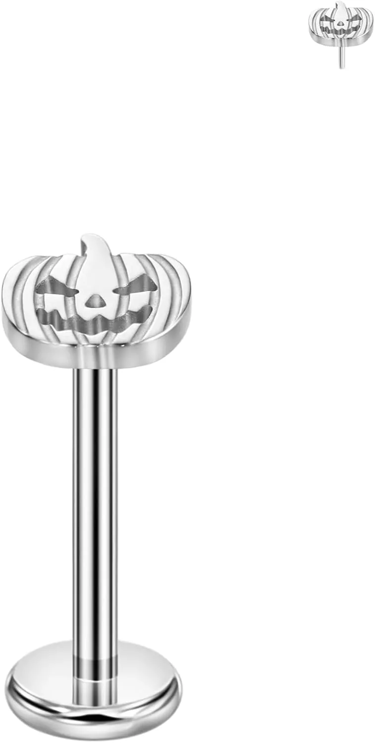 FANSING Pumpkin Labret Studs Threadless Push Pin Earrings 316L Surgical Steel Piercing Jewelry