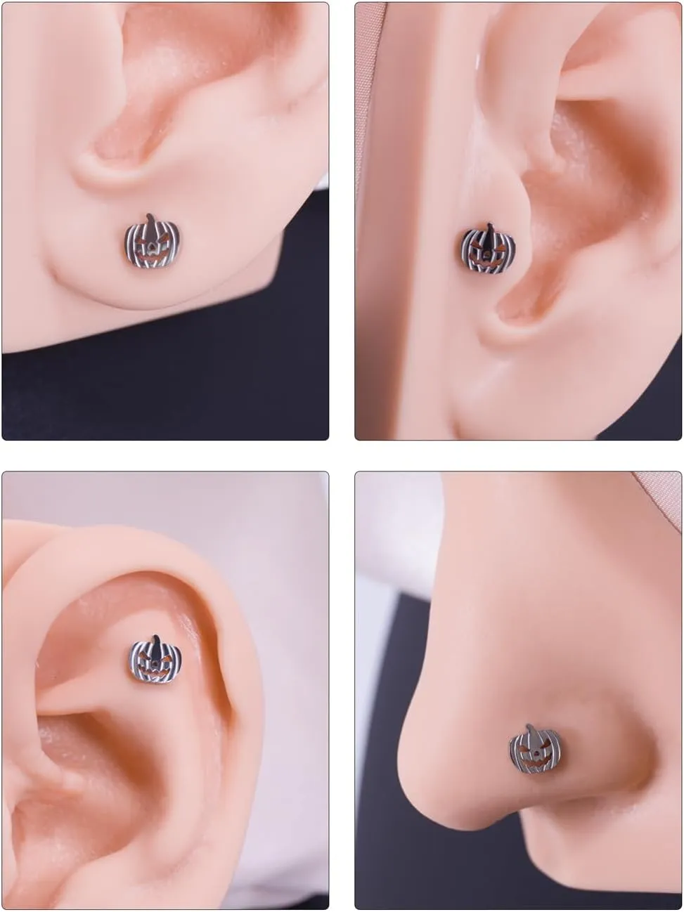 FANSING Pumpkin Labret Studs Threadless Push Pin Earrings 316L Surgical Steel Piercing Jewelry