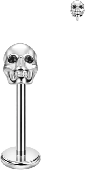 FANSING Skull Nose Rings for Women Men Surgical Steel Cartilage Earring Stud Threadless Labret Studs for Helix Rook Conch Tragus Earlobe Piercings