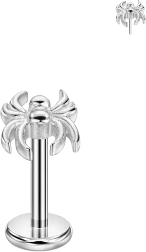 FANSING Spider Labret Studs Threadless Push Pin Earrings 316L Surgical Steel Piercing Jewelry