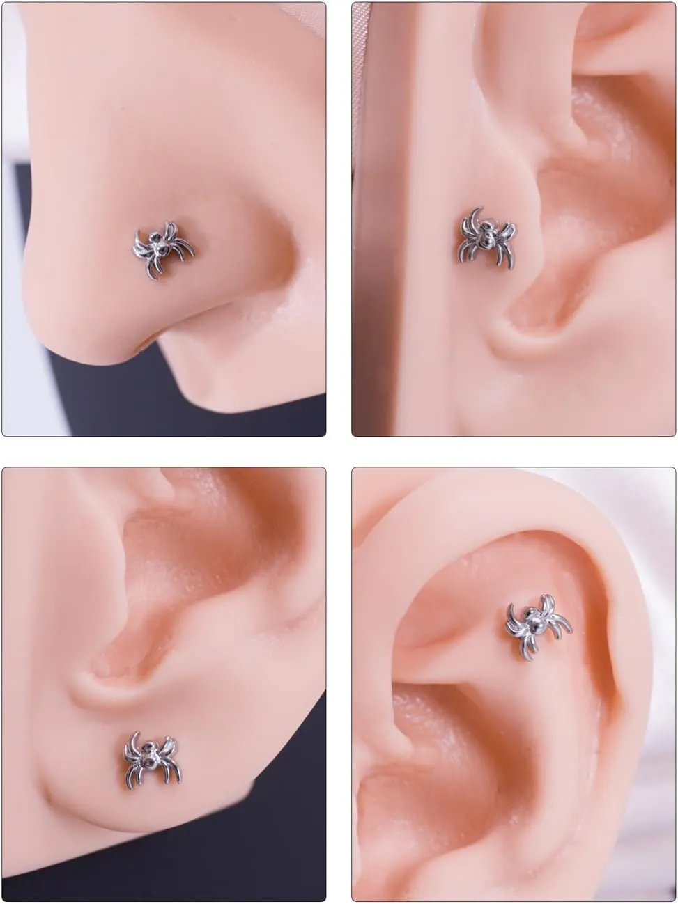 FANSING Spider Labret Studs Threadless Push Pin Earrings 316L Surgical Steel Piercing Jewelry