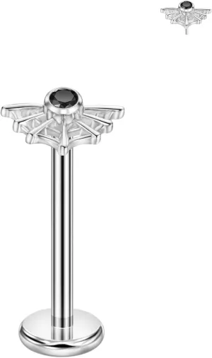 FANSING Spider Web Labret Studs with Zircon Threadless Push Pin Earrings 316L Surgical Steel Halloween Jewelry
