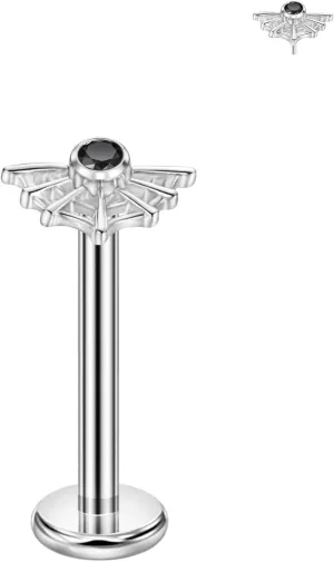 FANSING Spider Web Labret Studs with Zircon Threadless Push Pin Earrings 316L Surgical Steel Halloween Jewelry