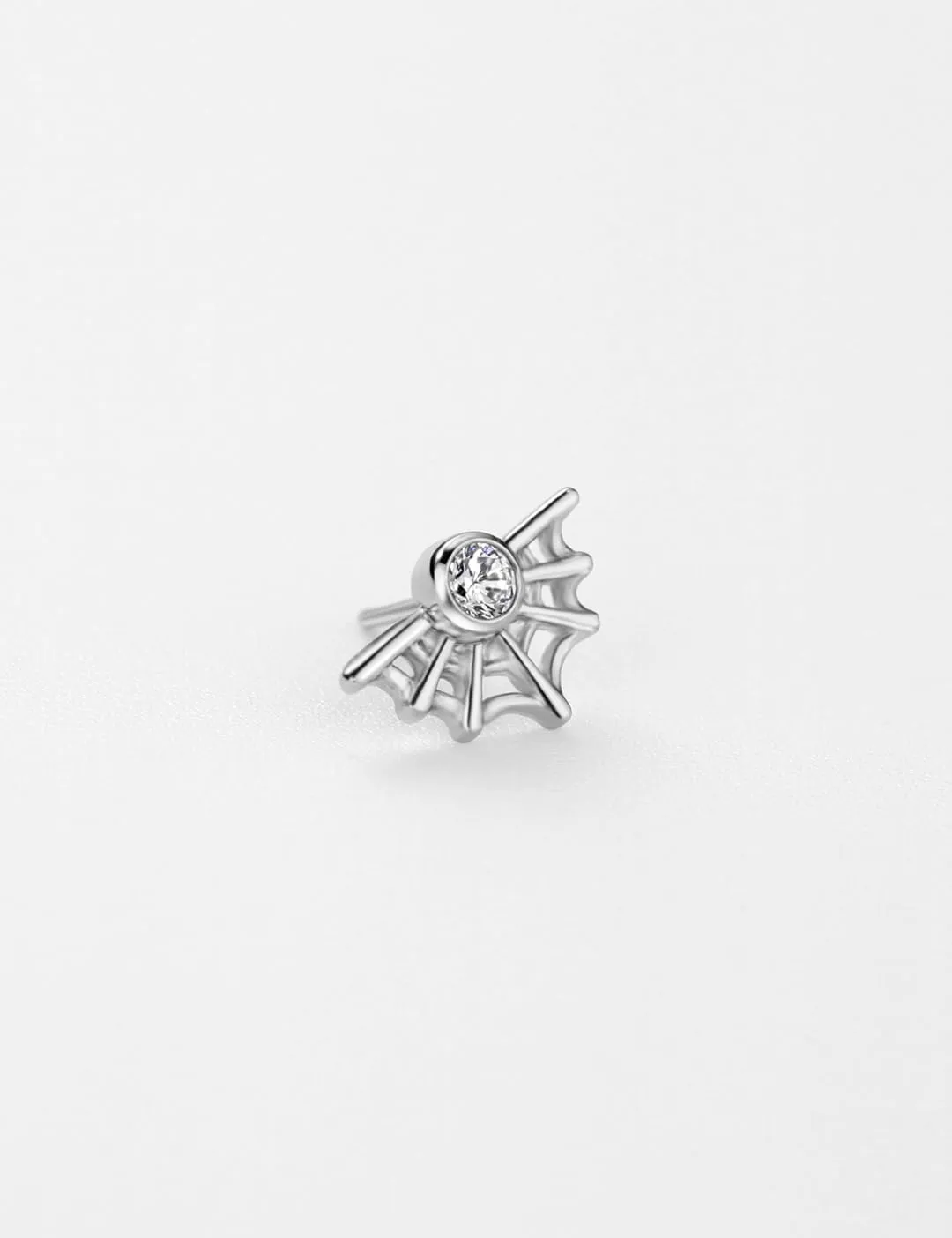 FANSING Spider Web Labret Studs with Zircon Threadless Push Pin Earrings 316L Surgical Steel Halloween Jewelry