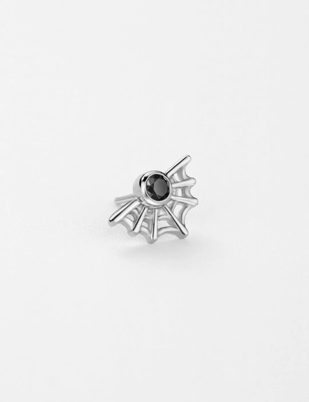 FANSING Spider Web Labret Studs with Zircon Threadless Push Pin Earrings 316L Surgical Steel Halloween Jewelry